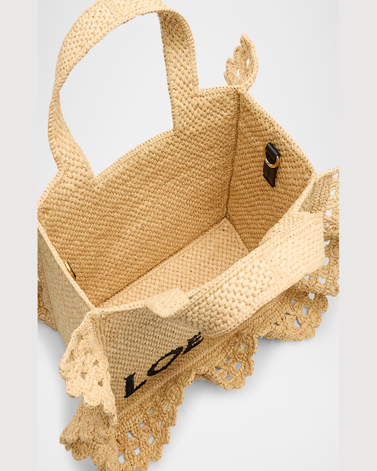 Loewe Small Ruffled Tote Bag In Raffia In Natural