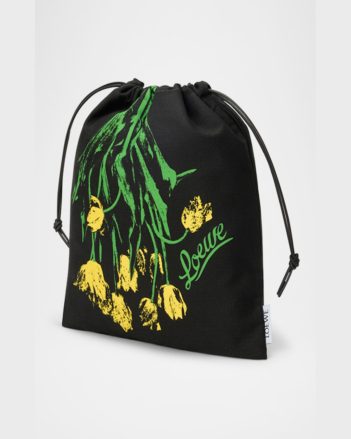 Loewe X Paula's Ibiza Small Tulip Drawstring Pouch Bag In Cotton And Linen