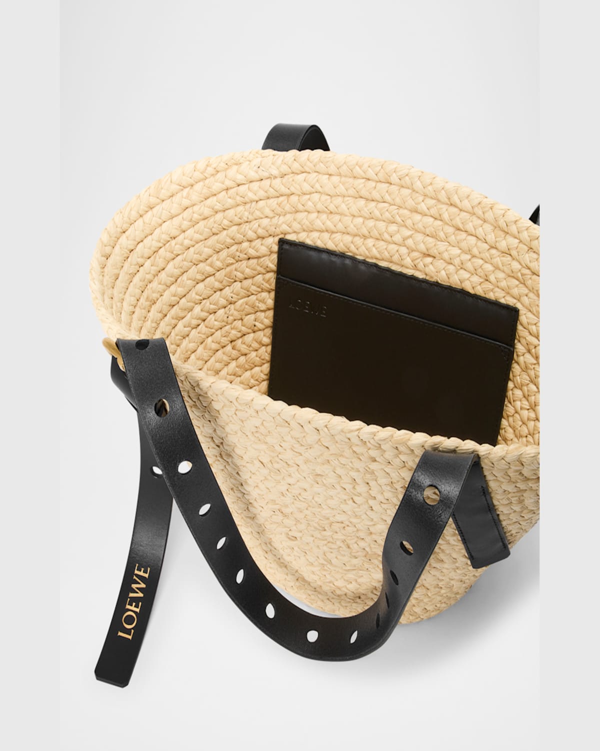 Shop Loewe X Paula's Ibiza Punch Hole Small Basket Shoulder Bag In Raffia