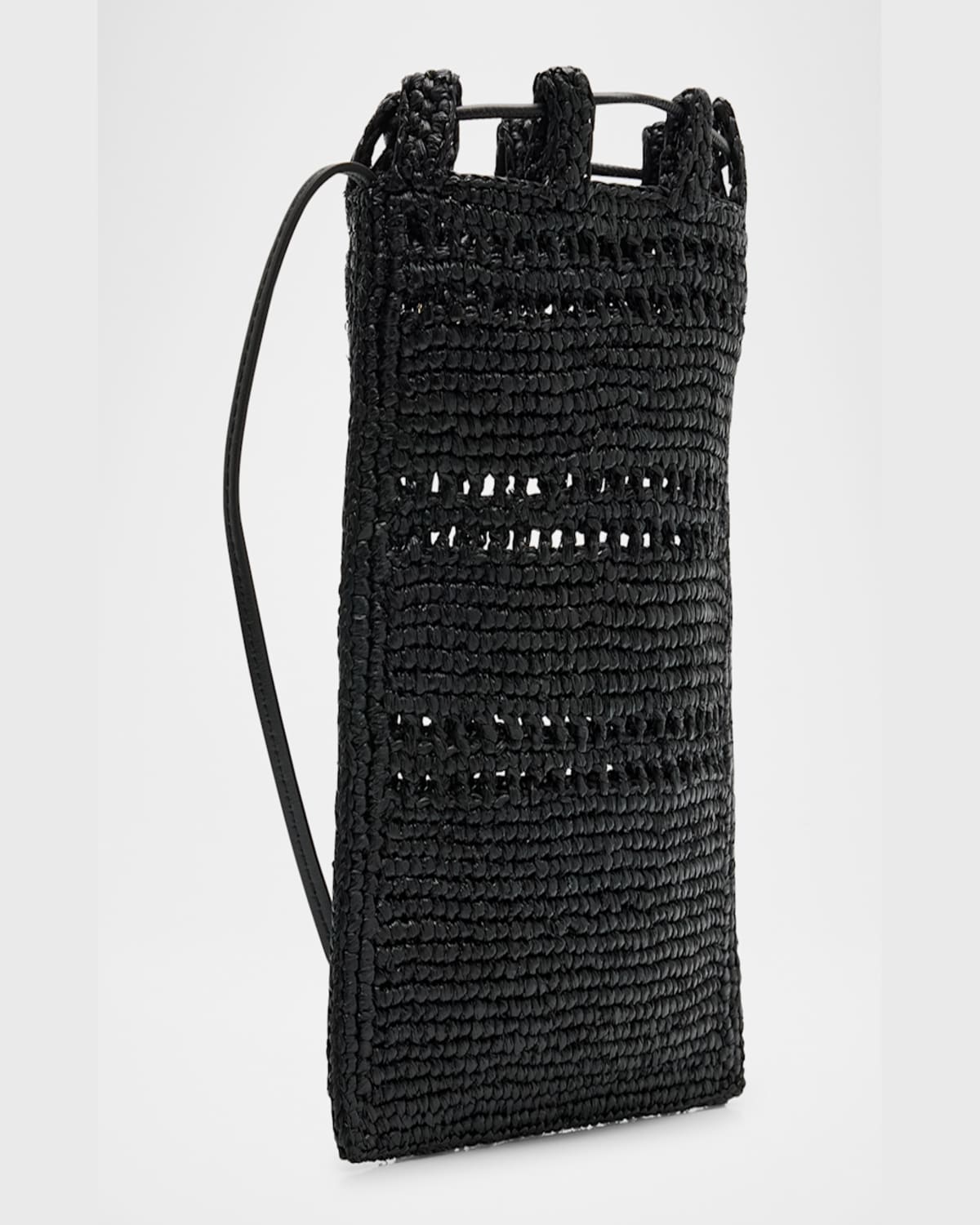 Loewe Drawstring Pocket Crossbody Bag In Raffia In Black