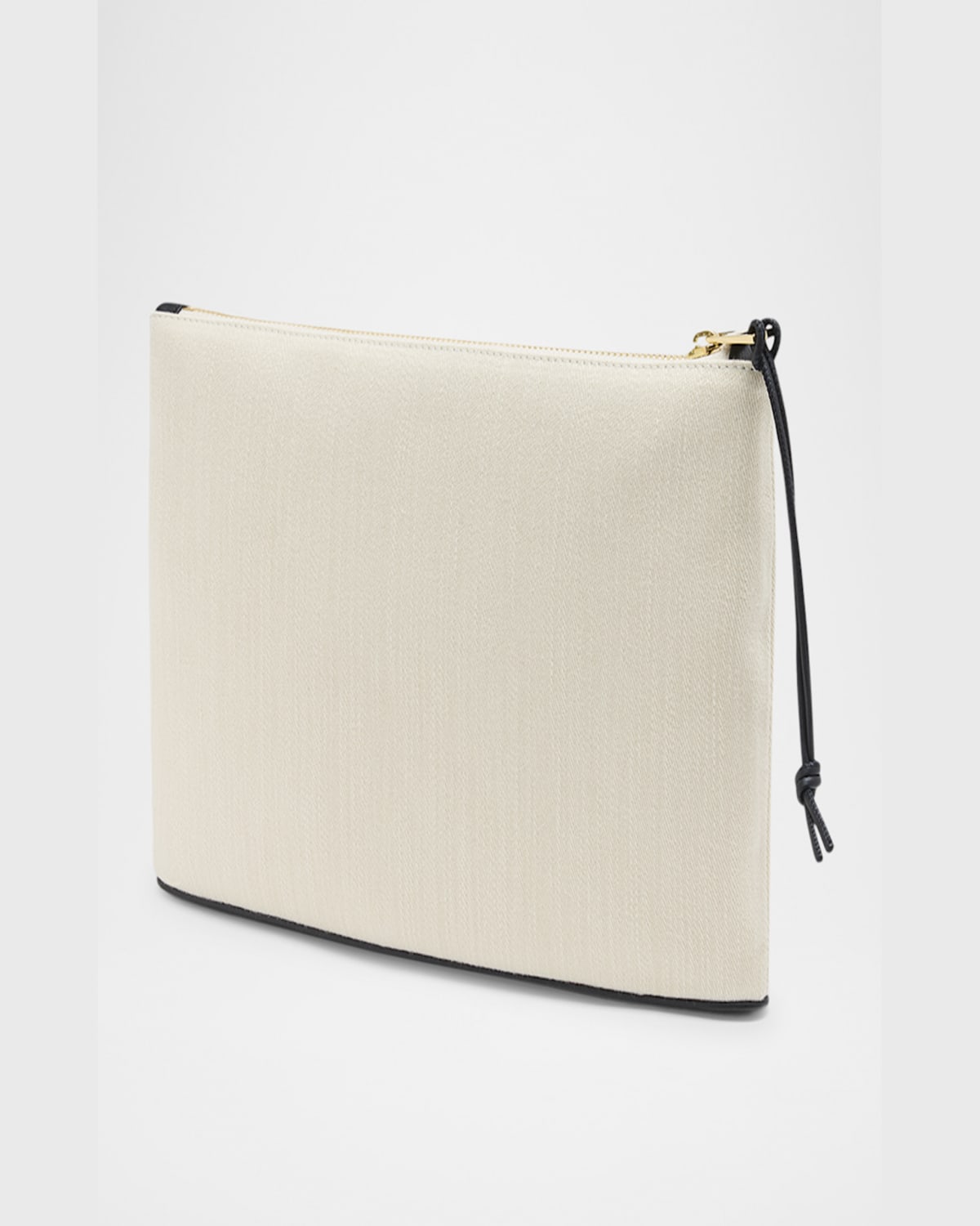 Loewe Oblong Pouch Bag In Canvas With Flowers In Ecru
