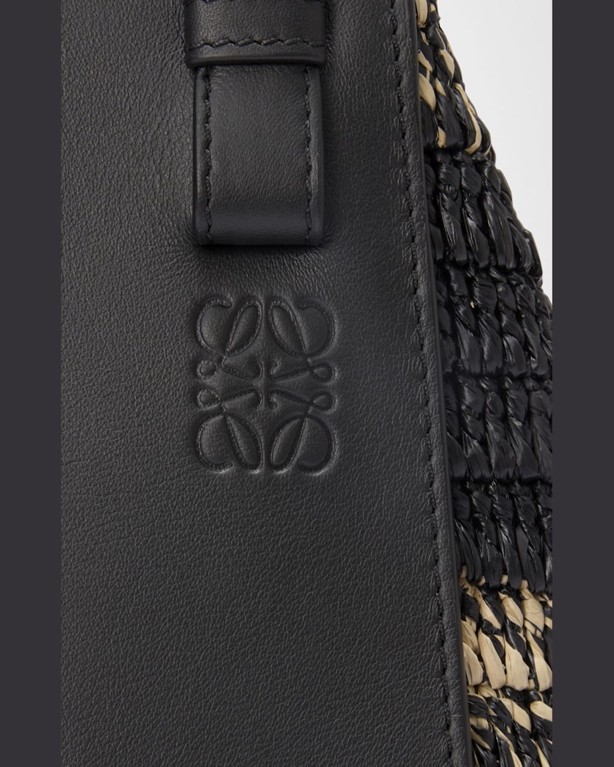 Loewe Hammock Top-handle Bag In Gingham Raffia In Naturalblack