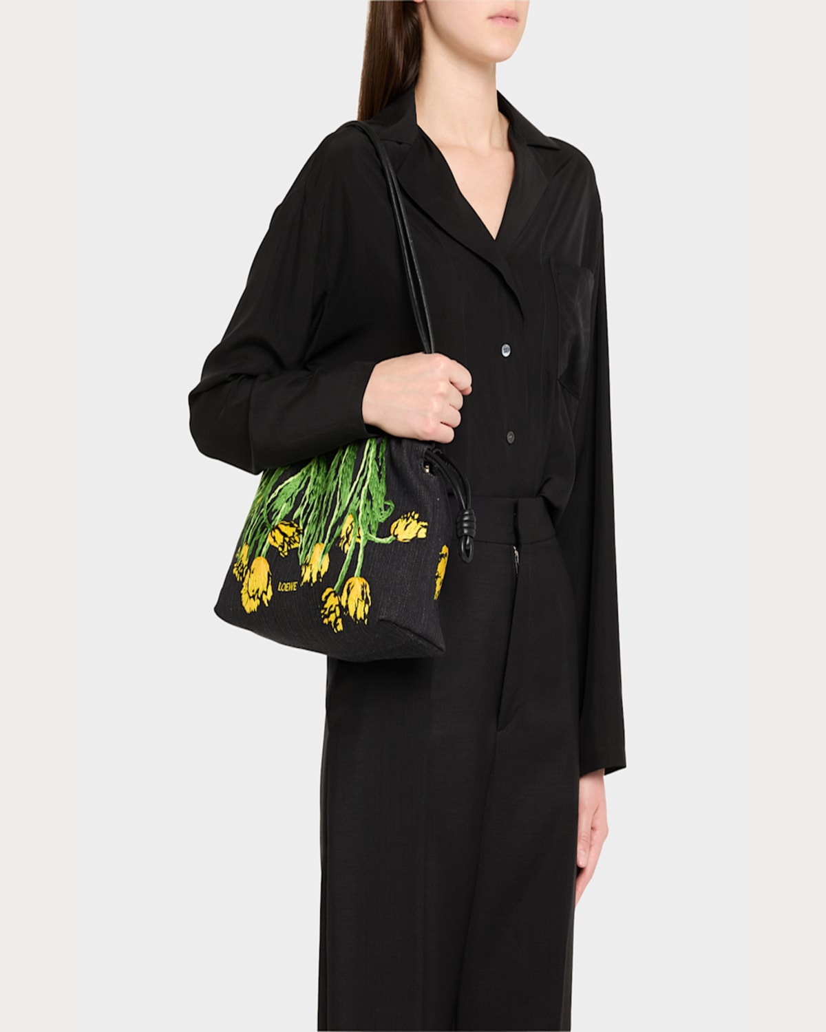 LOEWE FLAMENCO MEDIUM SHOULDER BAG IN TULIPS DENIM 