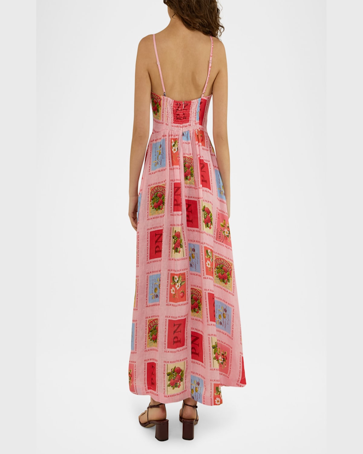 Palm Noosa Tulipa Sleeveless Stamp-print Maxi Dress In Strawberry Stamp