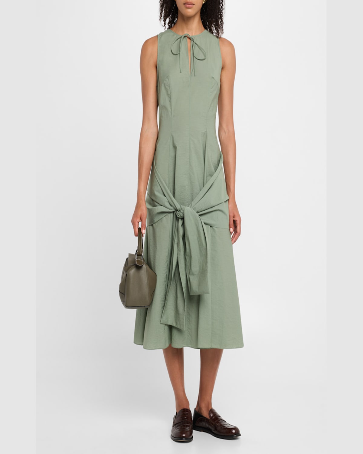 Loewe Draped Tie-waist Midi Dress