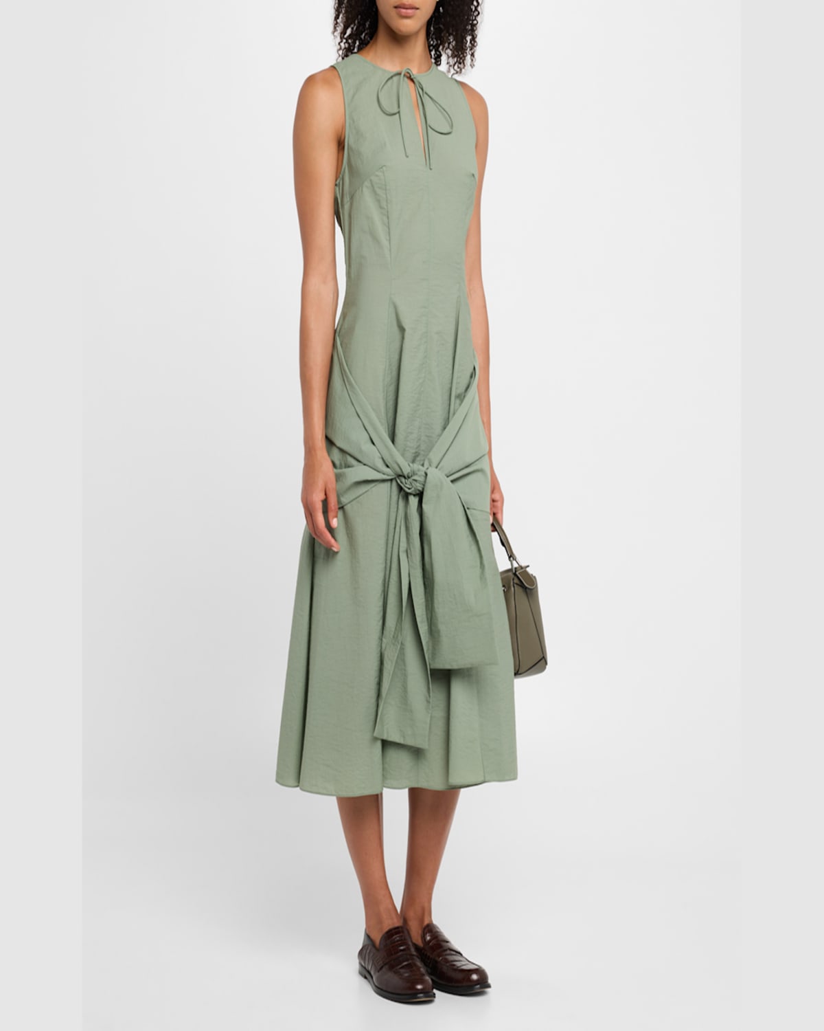 Loewe Draped Tie-waist Midi Dress