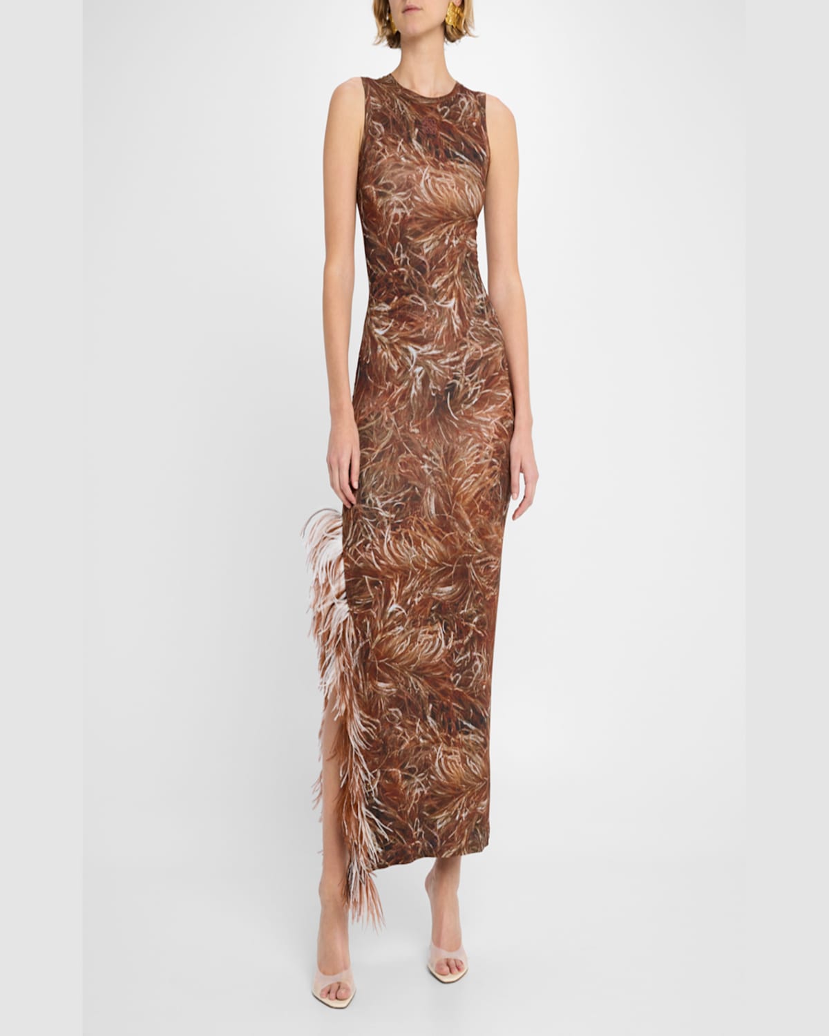 Loewe Feather Detail Tank Maxi Dress
