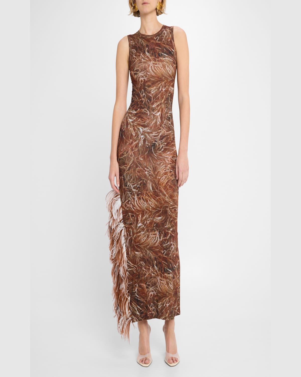 Loewe Feather Detail Tank Maxi Dress