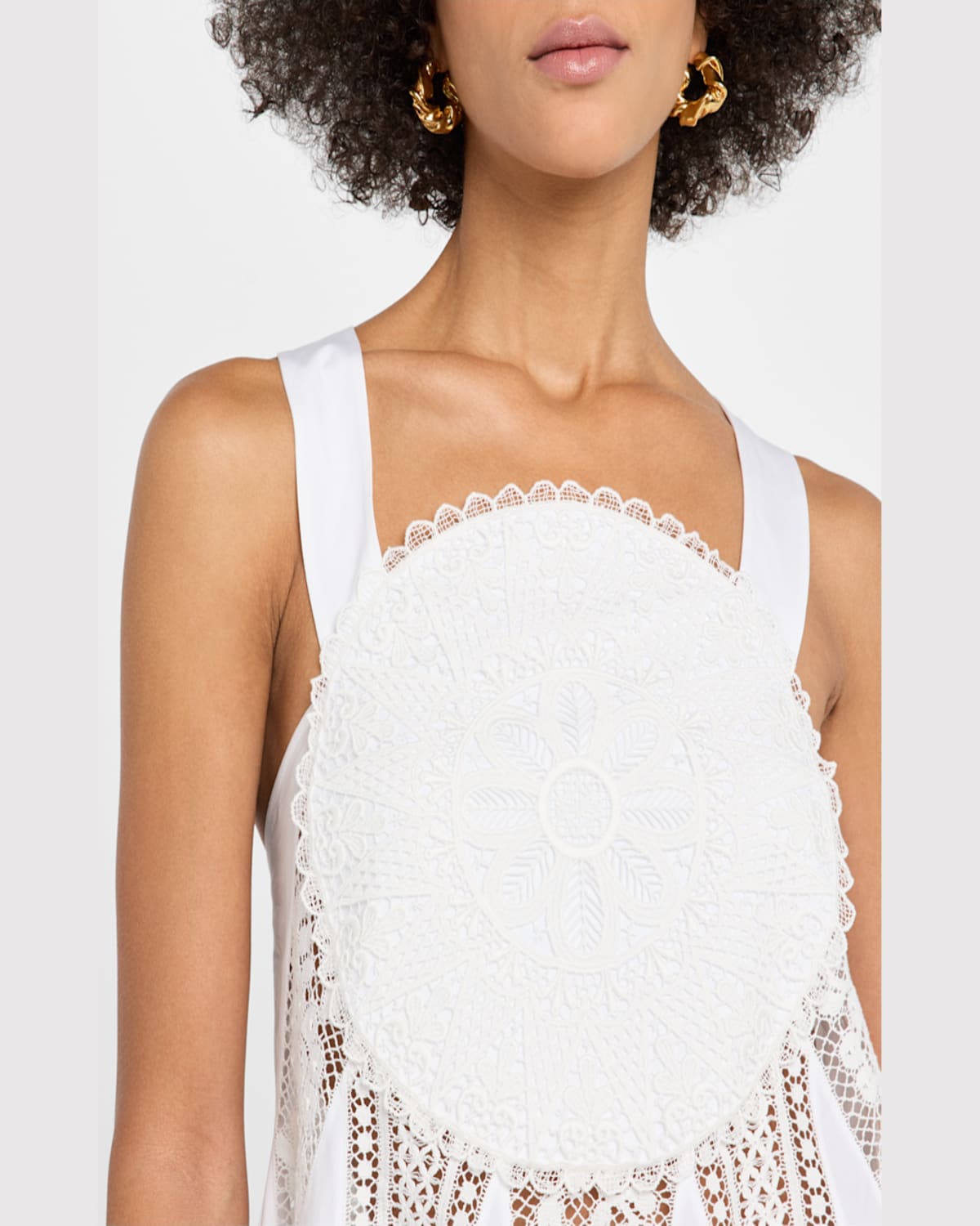 Loewe Anagram Lace Frayed Sleeveless Top In White