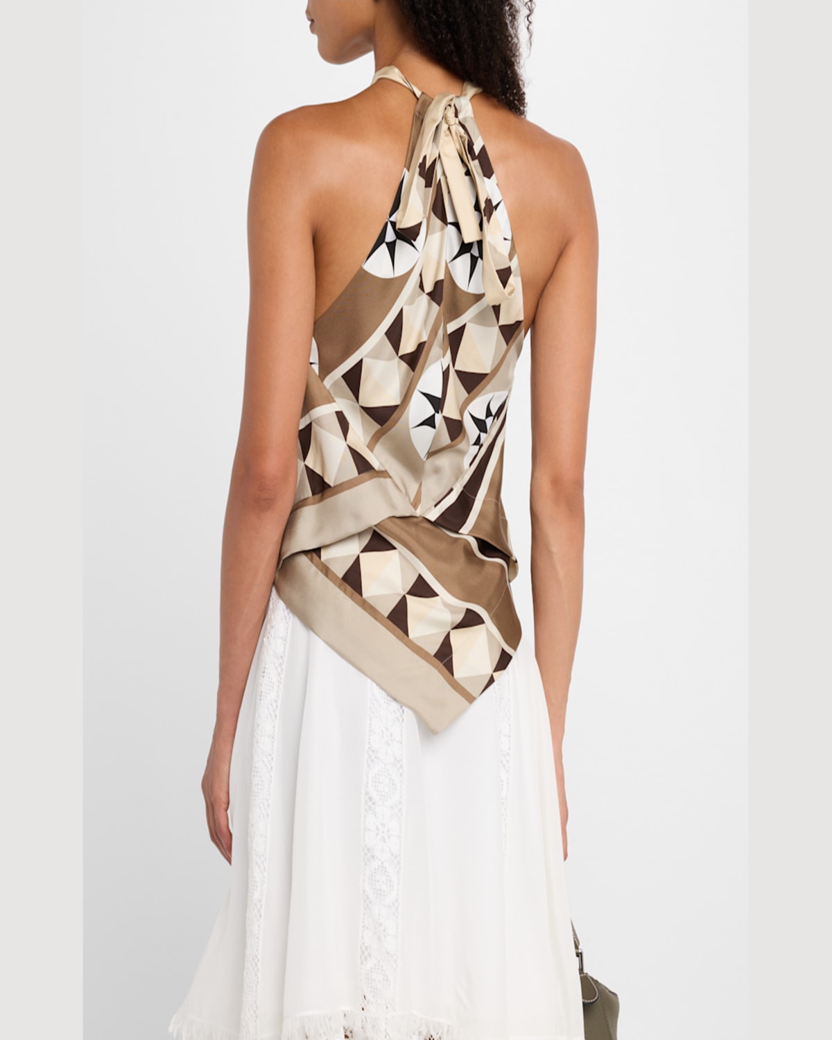 Loewe Anagram Keyhole Geo-print Silk Halter Top