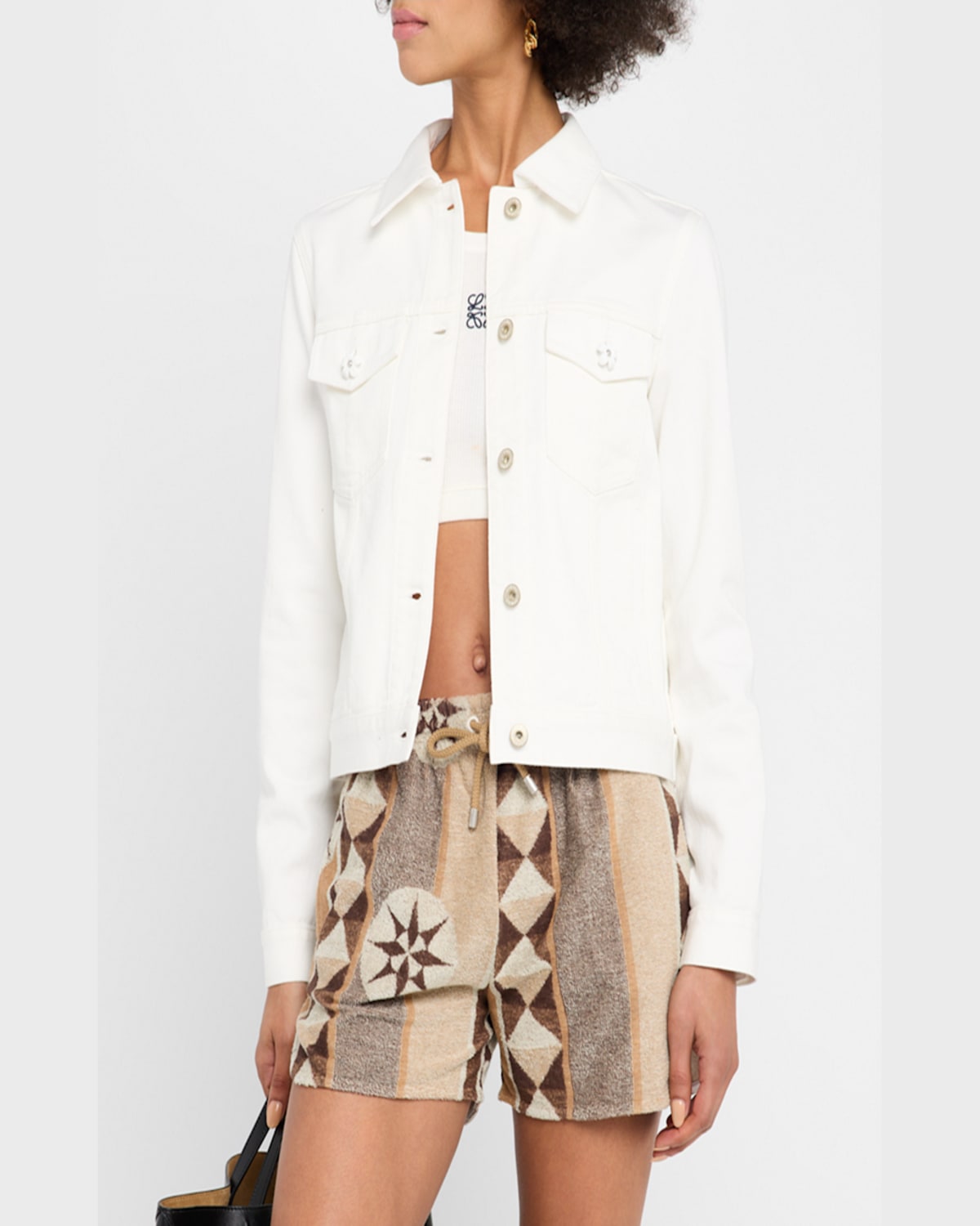 LOEWE FLOWER-BUTTON DENIM JACKET 