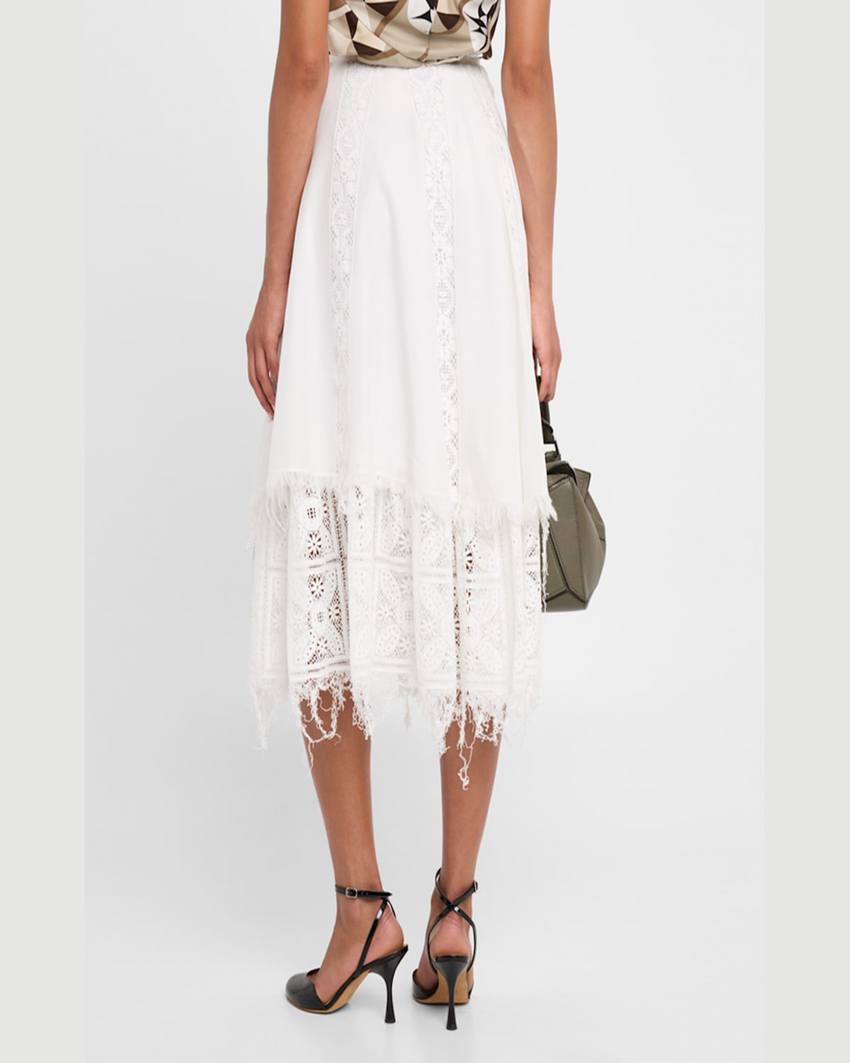Loewe Lace-inset Layered Midi Skirt