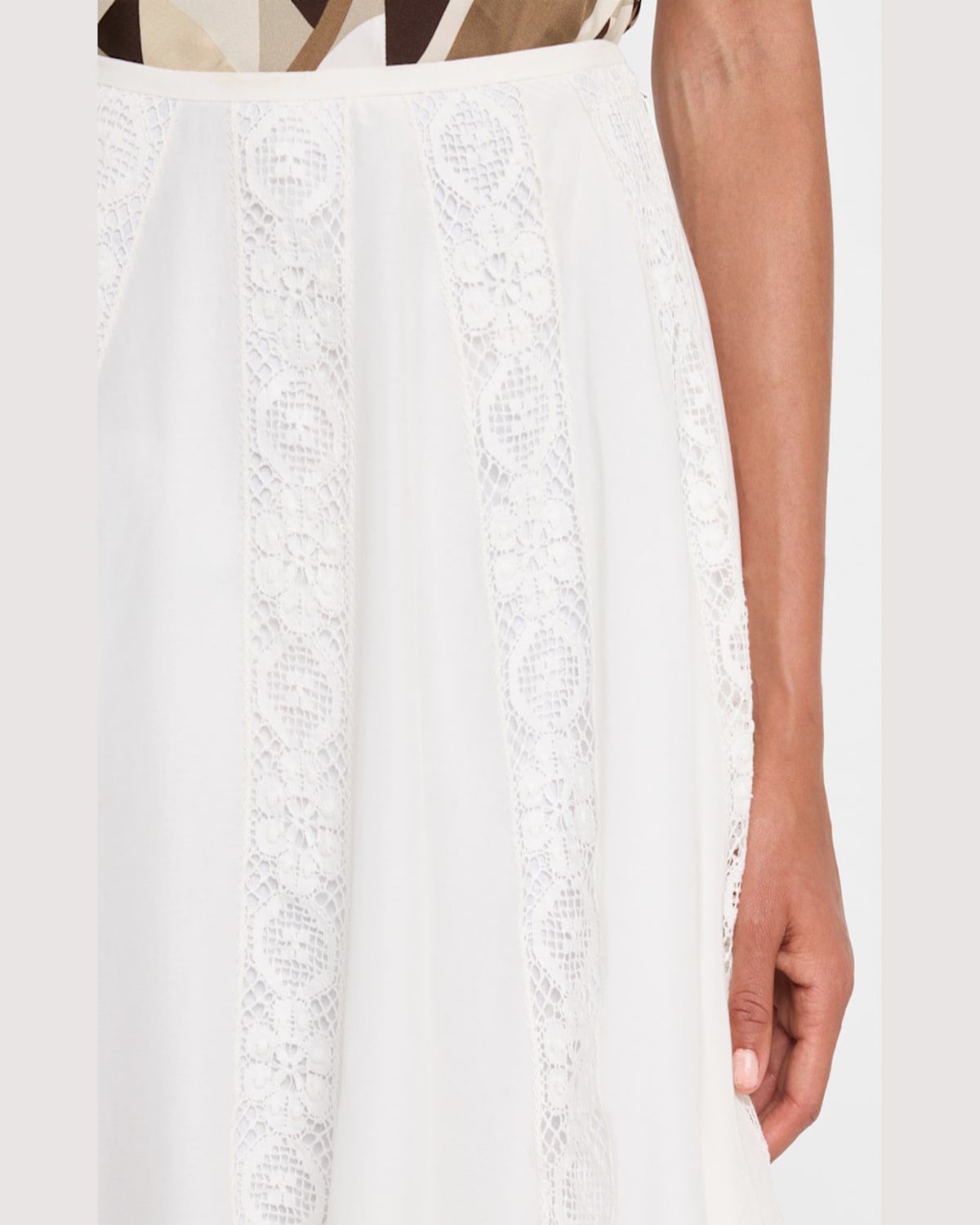 Loewe Lace-inset Layered Midi Skirt