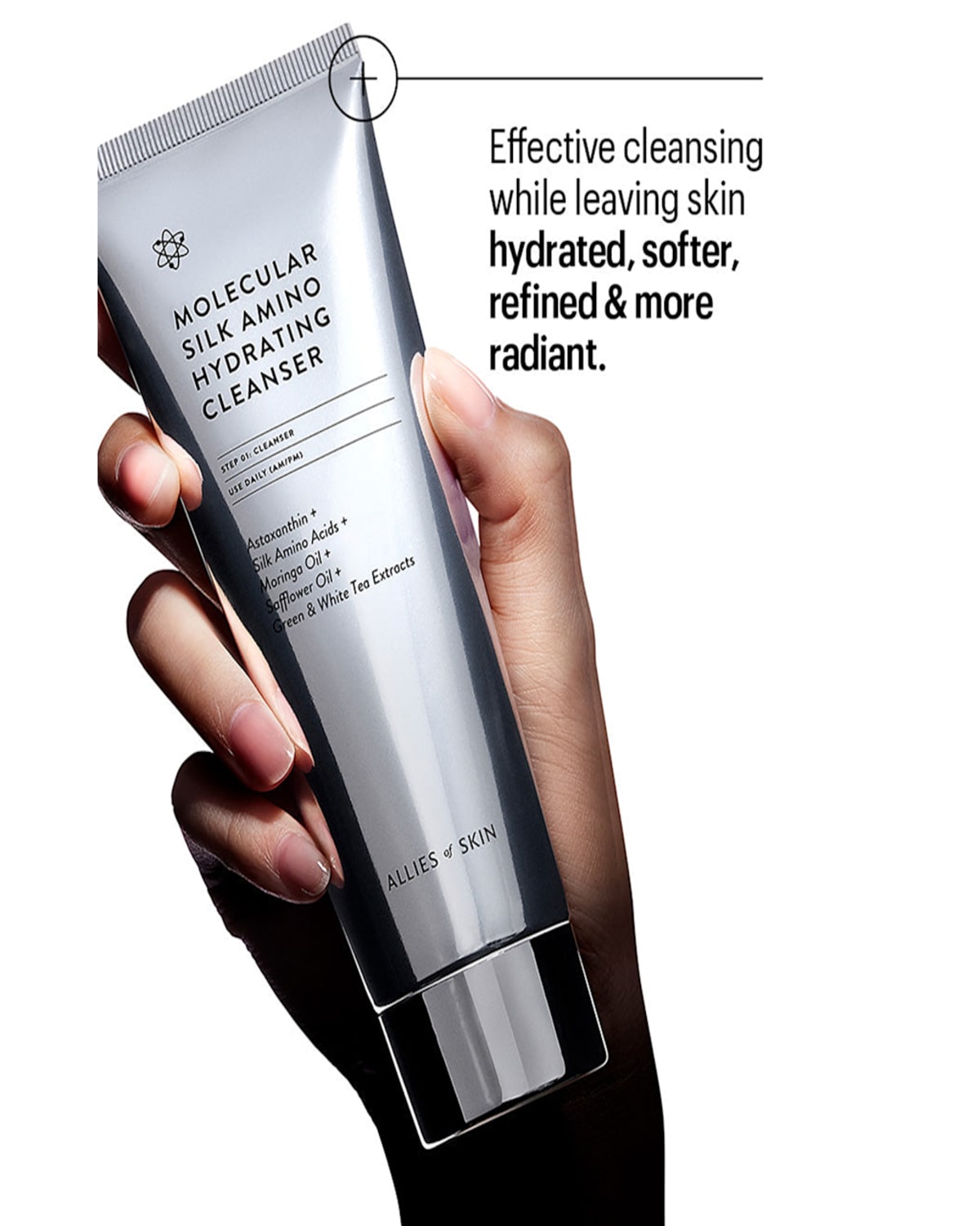 Allies Of Skin Molecular Silk Amino Hydrating Cleanser, 3.38 Oz.