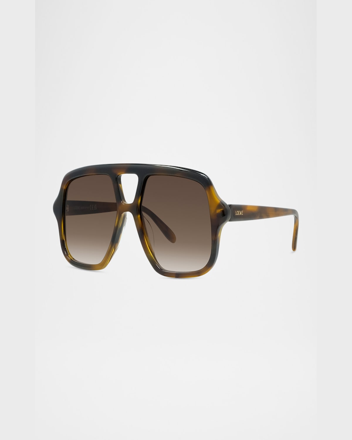 Loewe Slim Aviator Logo Sunglasses In Dark Havanagradient Brown