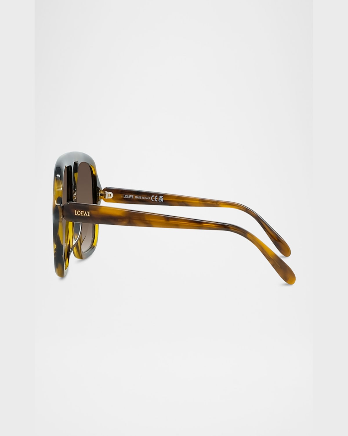 Loewe Slim Aviator Logo Sunglasses In Dark Havanagradient Brown