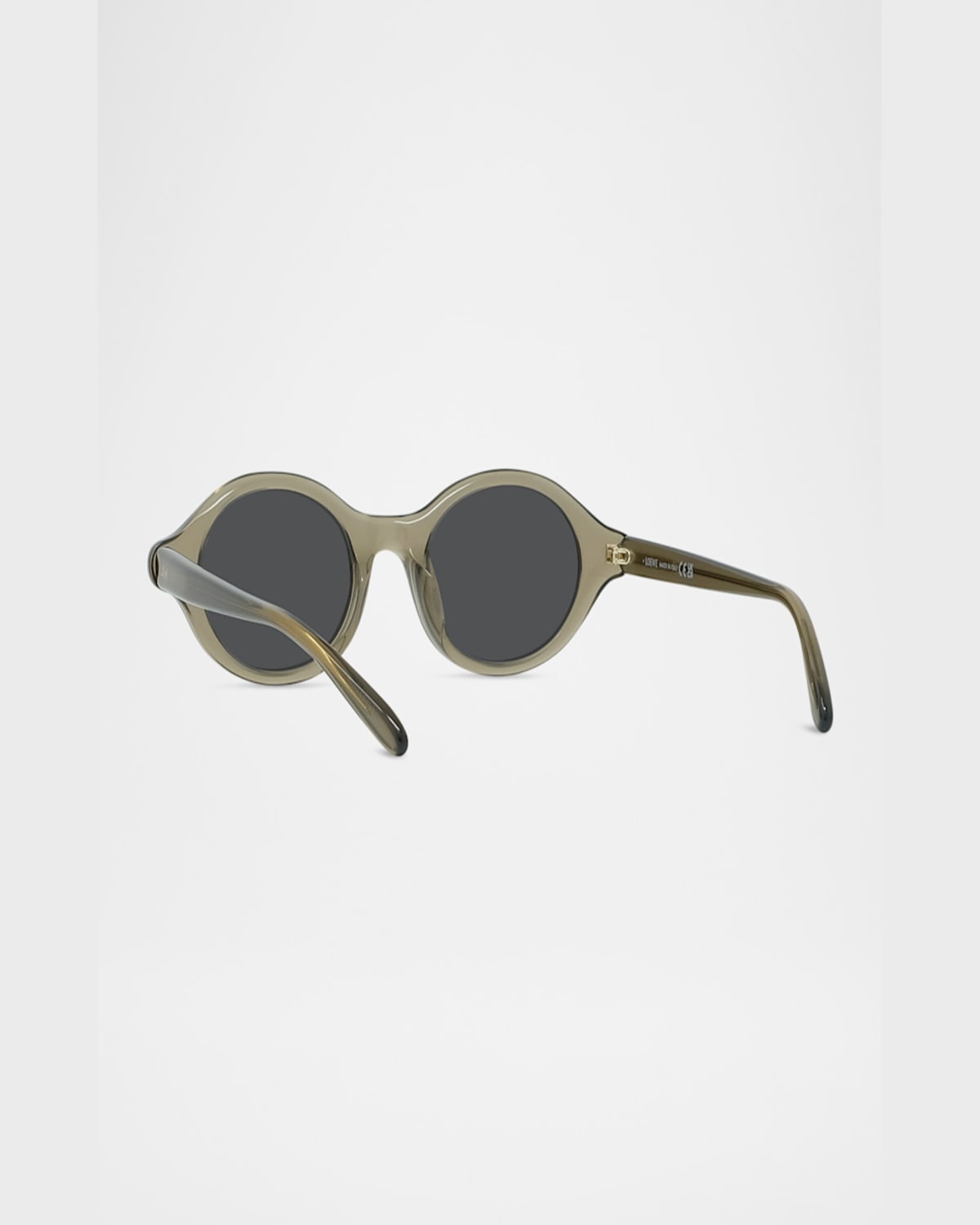 Loewe Men's Slim Acetate Round Sunglasses In Shiny Dark Green Smoke