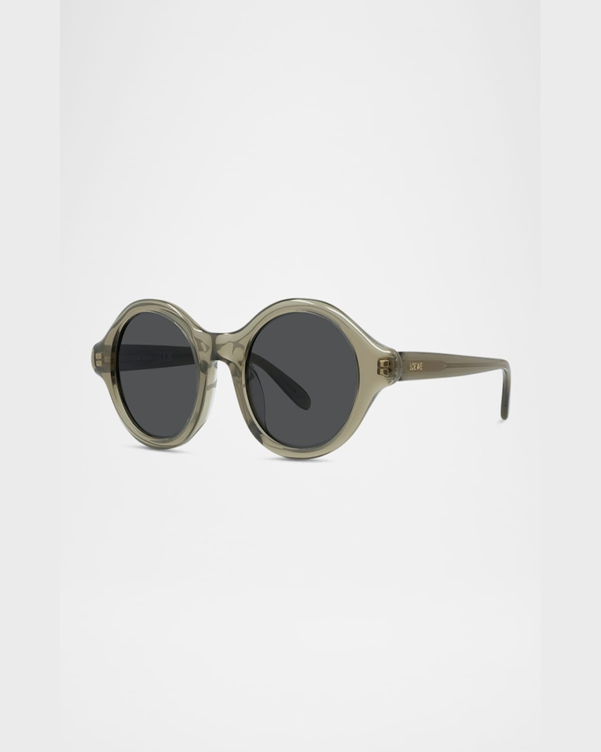 Loewe Men's Slim Acetate Round Sunglasses In Shiny Dark Green Smoke
