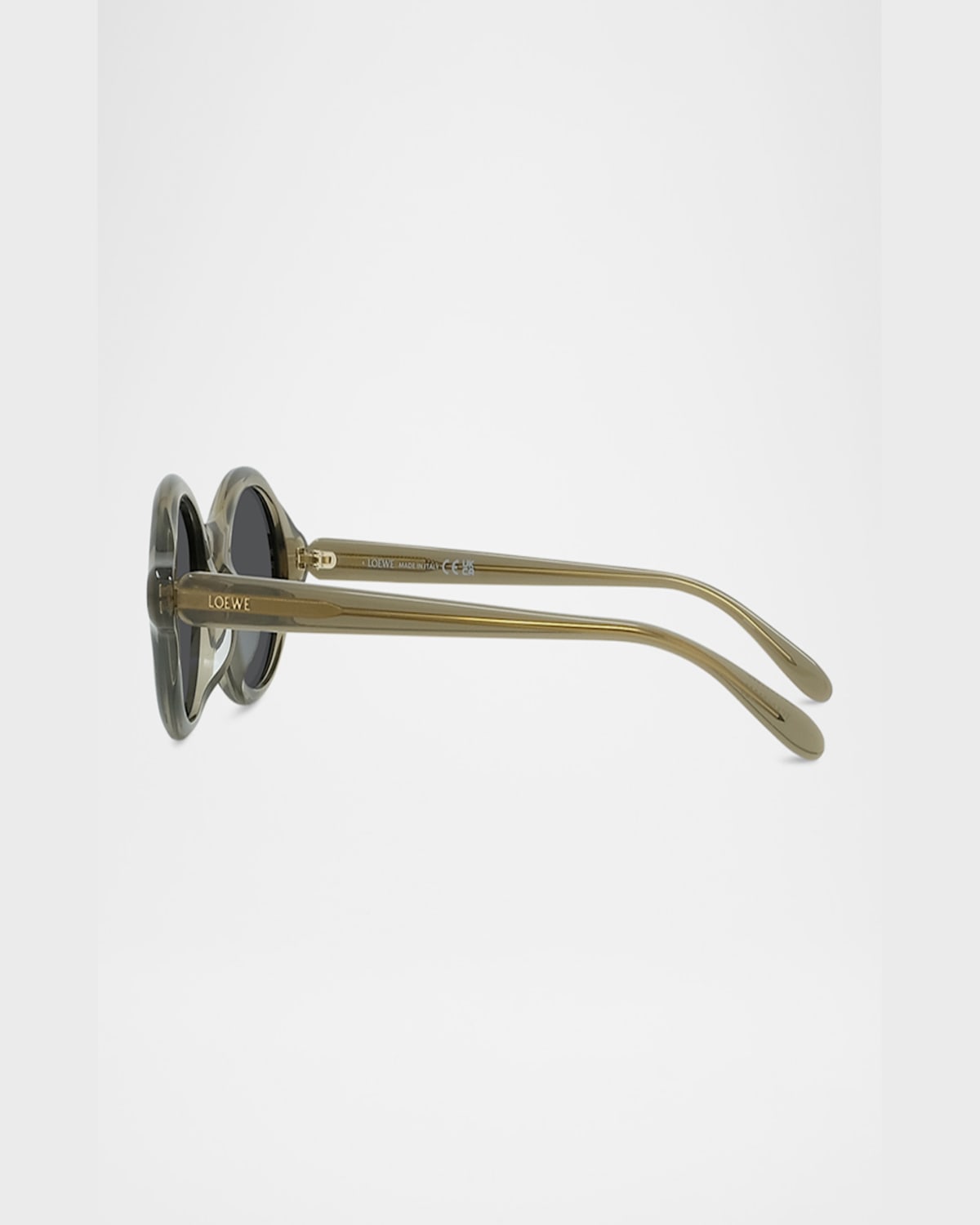 Loewe Men's Slim Acetate Round Sunglasses In Shiny Dark Green Smoke