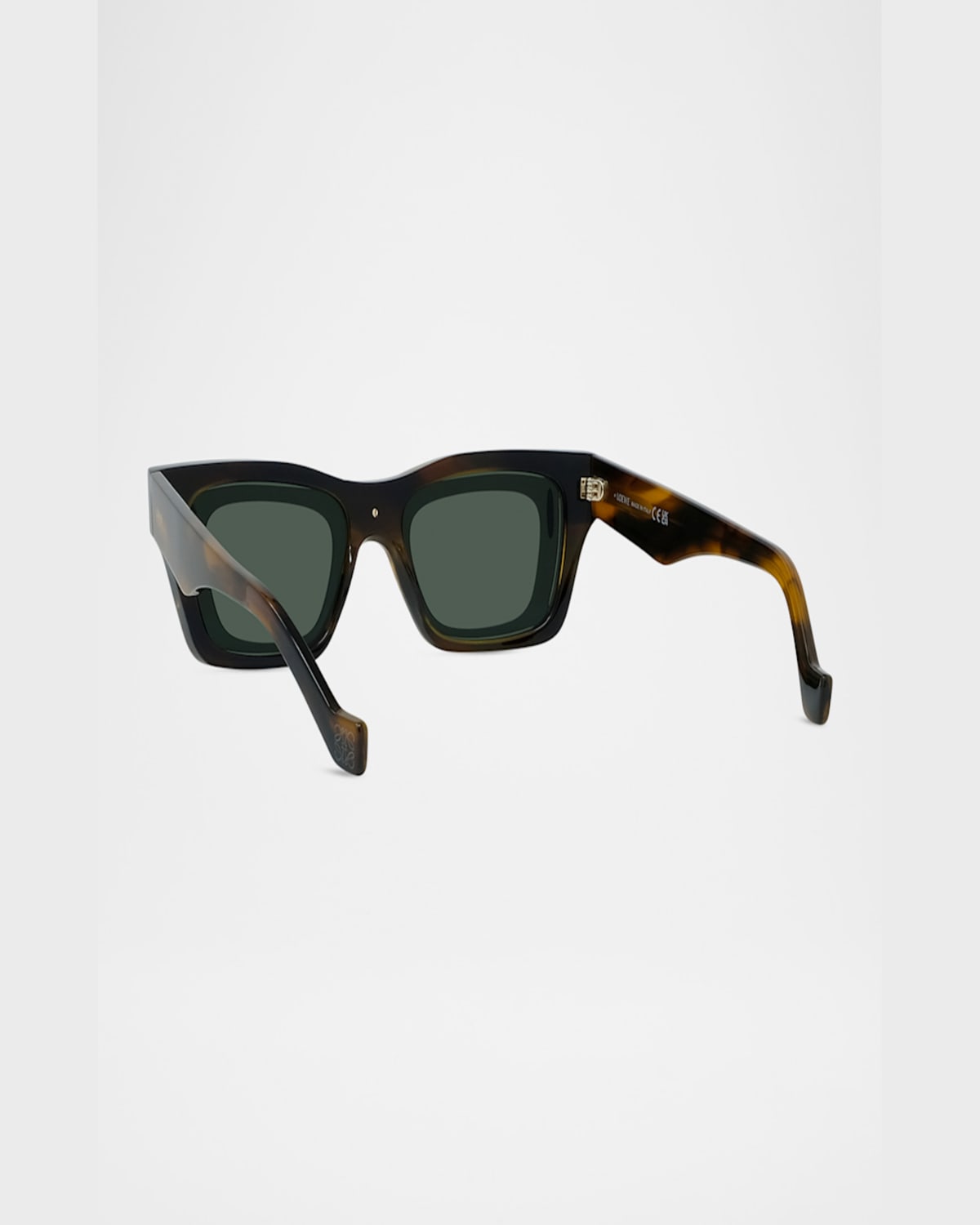 Loewe Men's Signature Layered Acetate Rectangle Sunglasses In Dark Havana Green
