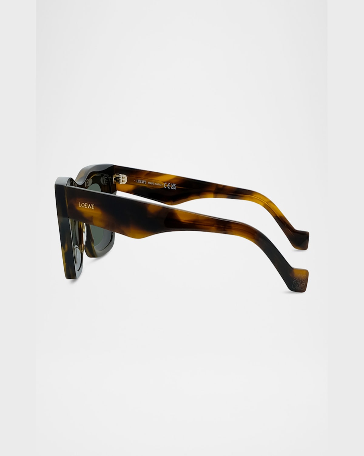 Loewe Men's Signature Layered Acetate Rectangle Sunglasses In Dark Havana Green