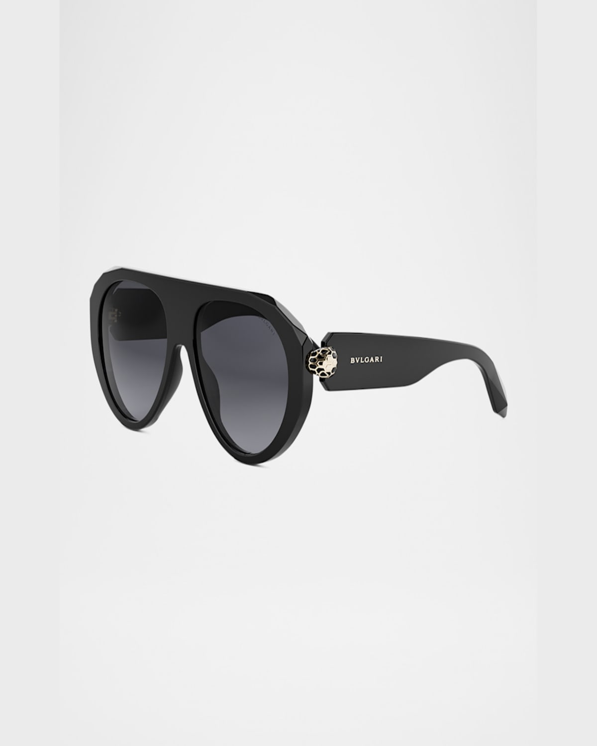 Bvlgari Serpenti Forever Acetate Aviator Sunglasses In Shiny Blackgradient Smoke
