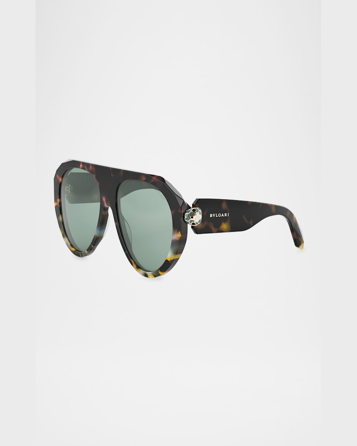 Bvlgari Serpenti Forever Acetate Aviator Sunglasses In Havanaother Green