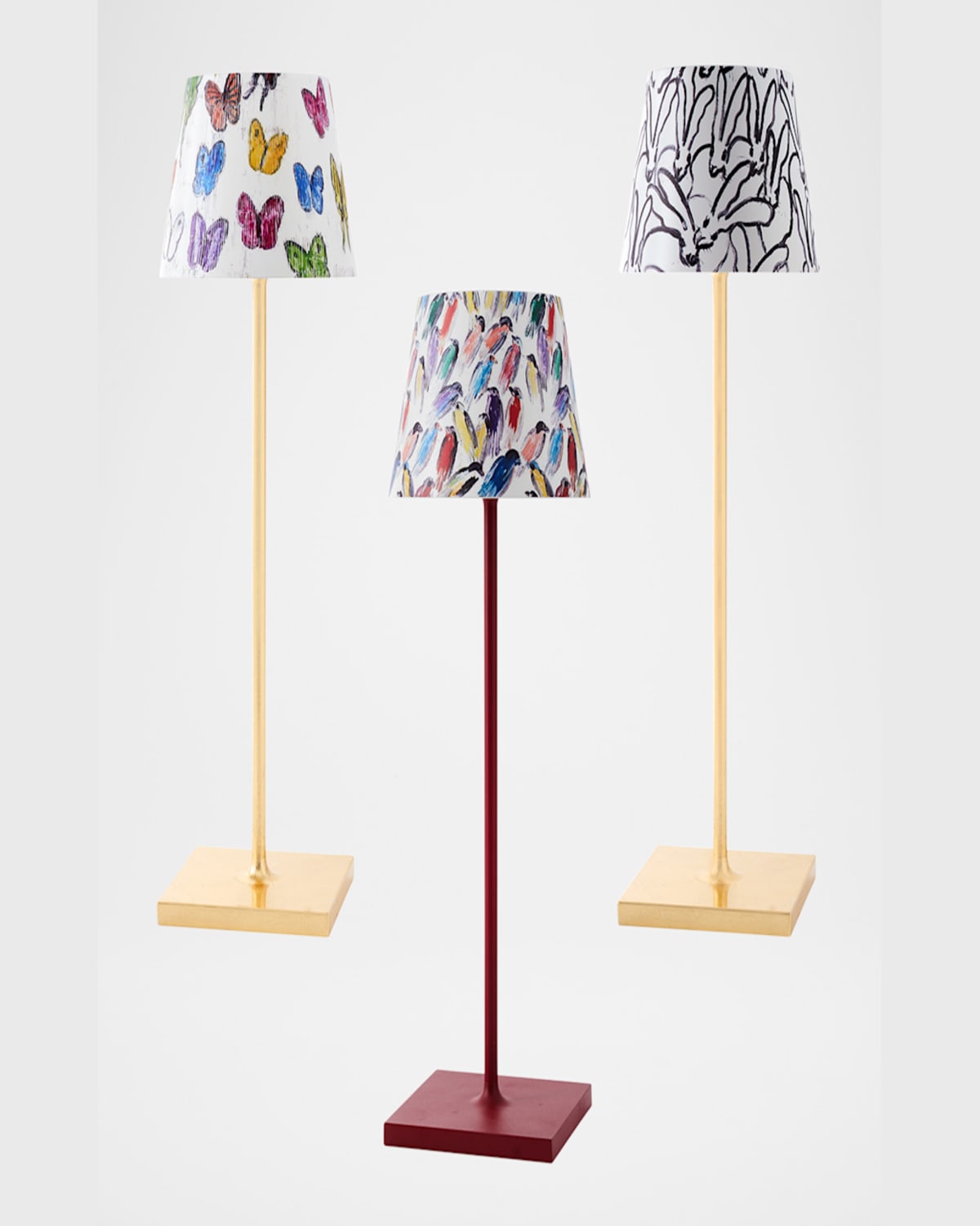 Hunt Slonem X Zafferano Poldina Pro Rechargeable 15" Table Lamp, White Rabbit Run