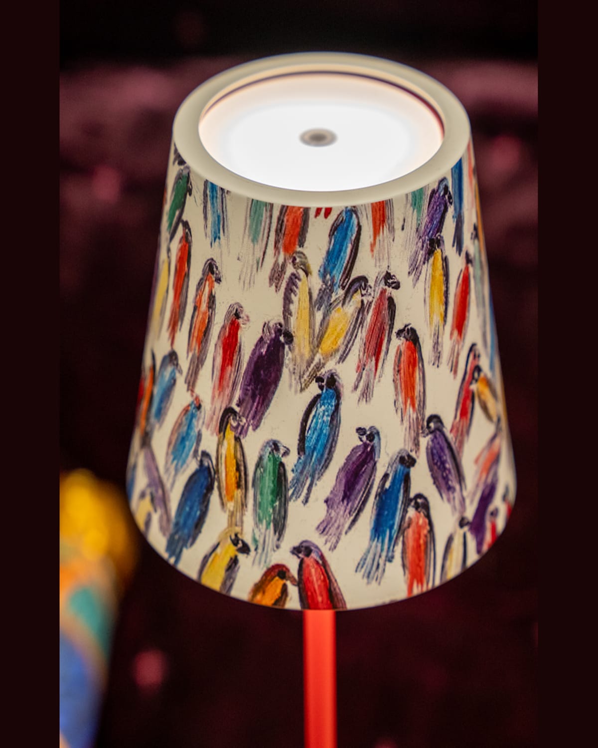 Hunt Slonem X Zafferano Poldina Pro Rechargeable 15" Table Lamp, Festive Finches