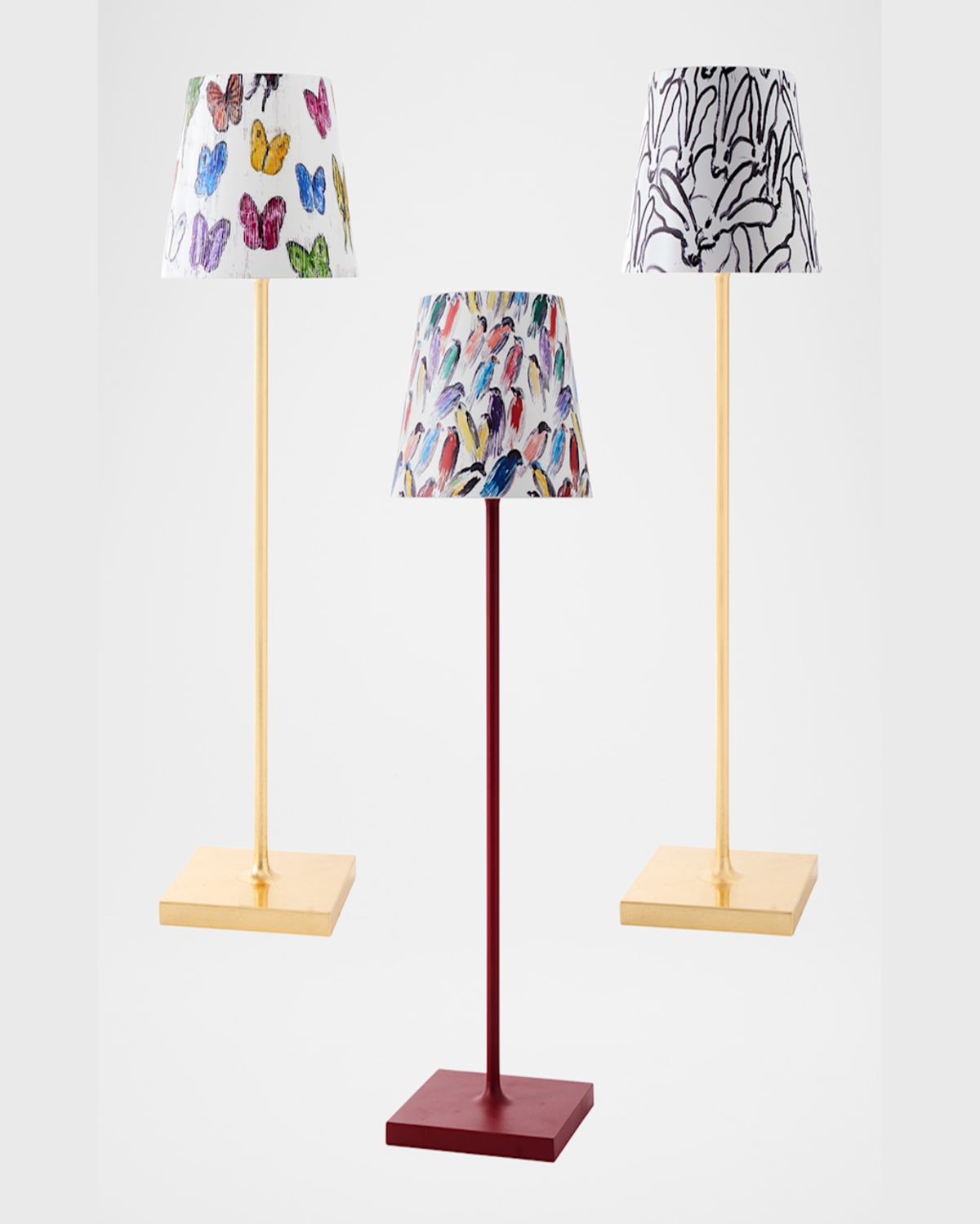 Hunt Slonem X Zafferano Poldina Pro Rechargeable 15" Table Lamp, Festive Finches