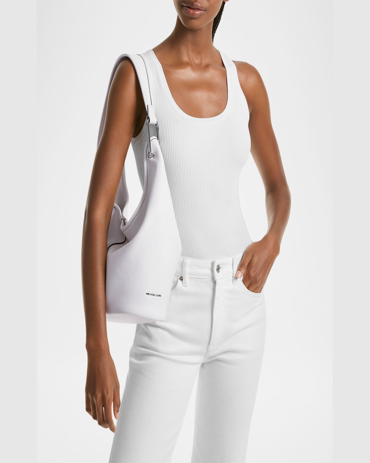 Michael Michael Kors Sonny Leather Shoulder Bag In Optic Whit