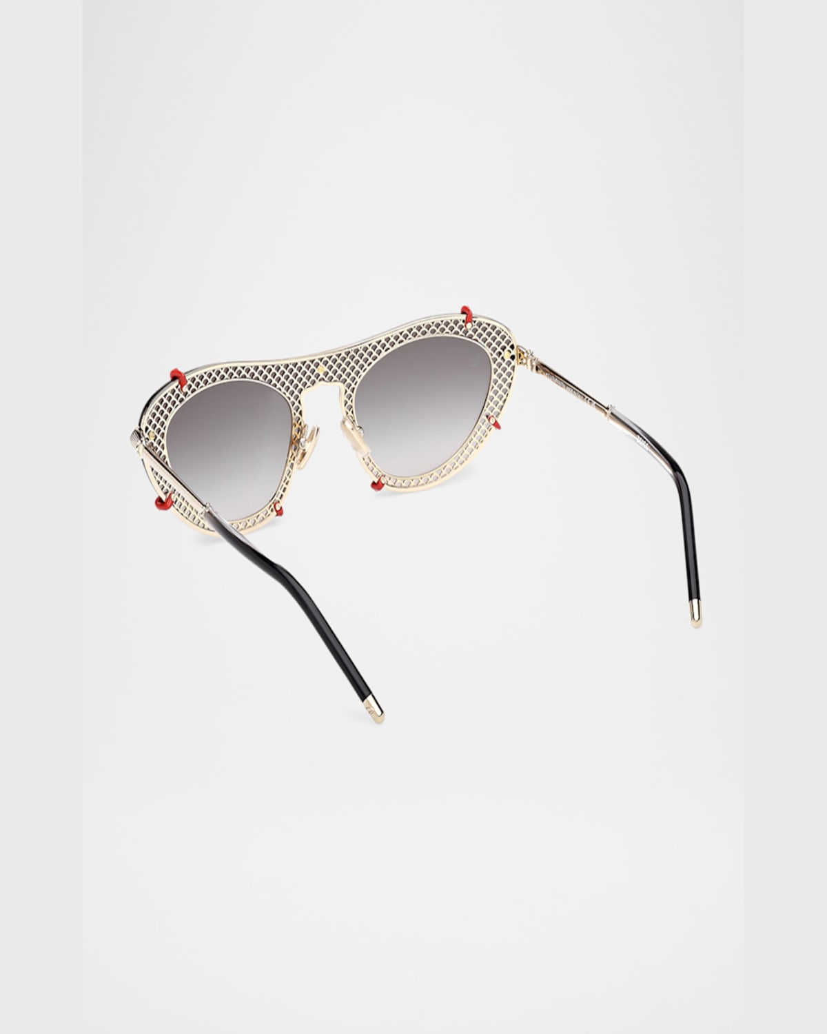 Christian Louboutin Spiked Oval Acetate Sunglasses In Shiny Pale Gold Smoke Gradient Lens