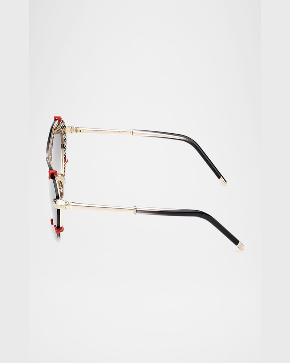 Christian Louboutin Spiked Oval Acetate Sunglasses In Shiny Pale Gold Smoke Gradient Lens