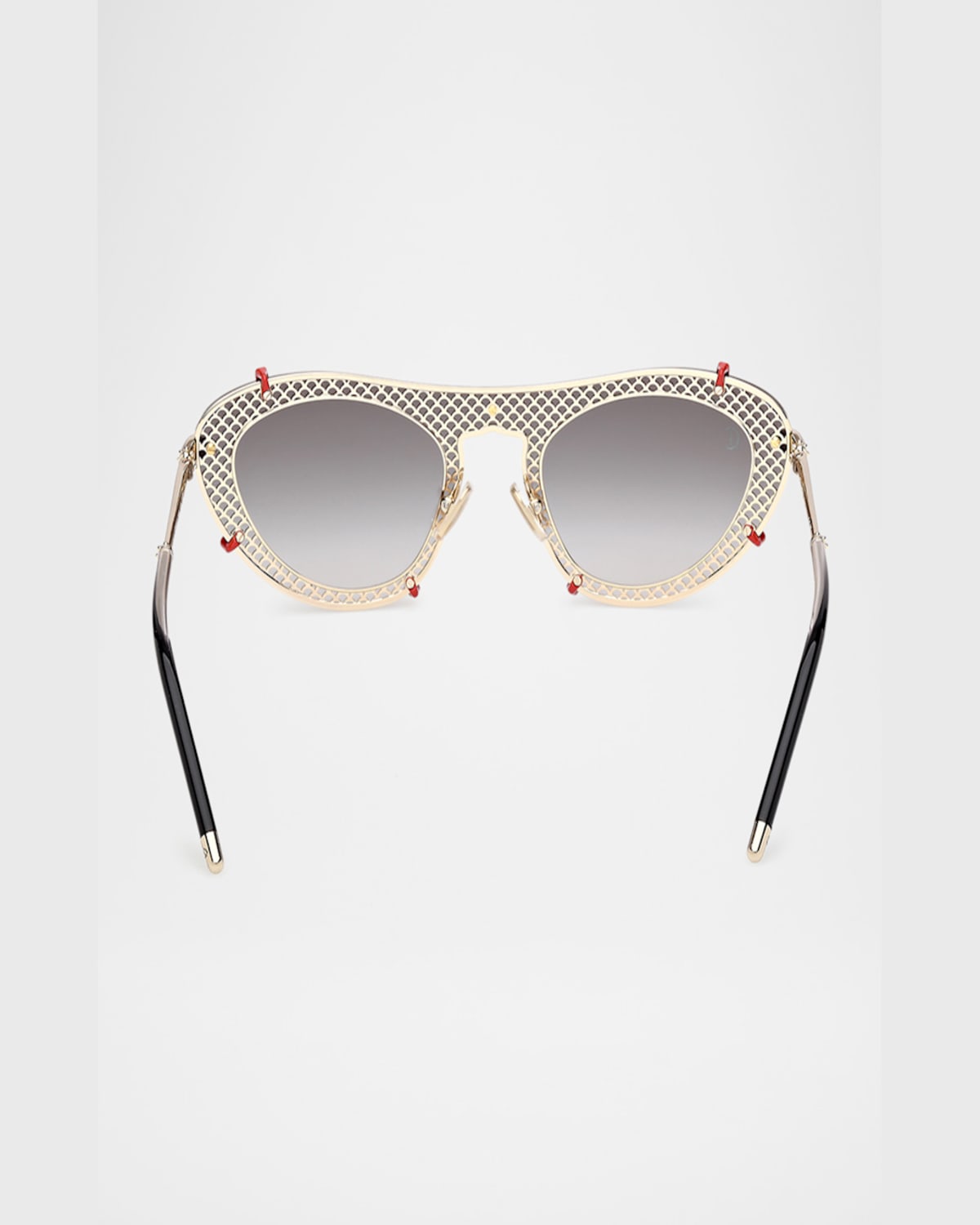 Christian Louboutin Spiked Oval Acetate Sunglasses In Shiny Pale Gold Smoke Gradient Lens