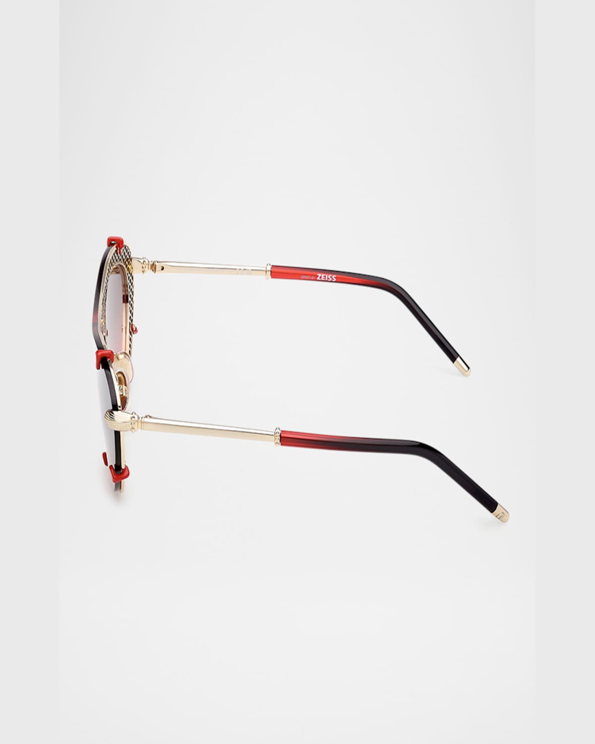 Christian Louboutin Miss Z Spiked Oval Acetate Sunglasses In Shiny Pale Gold  Lens Red Gradient