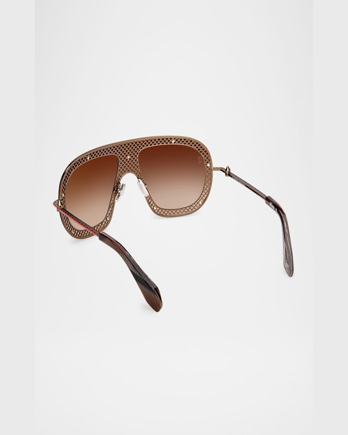 Christian Louboutin Studded Metal Shield Sunglasses In Shiny Bronze Shiny Bronze