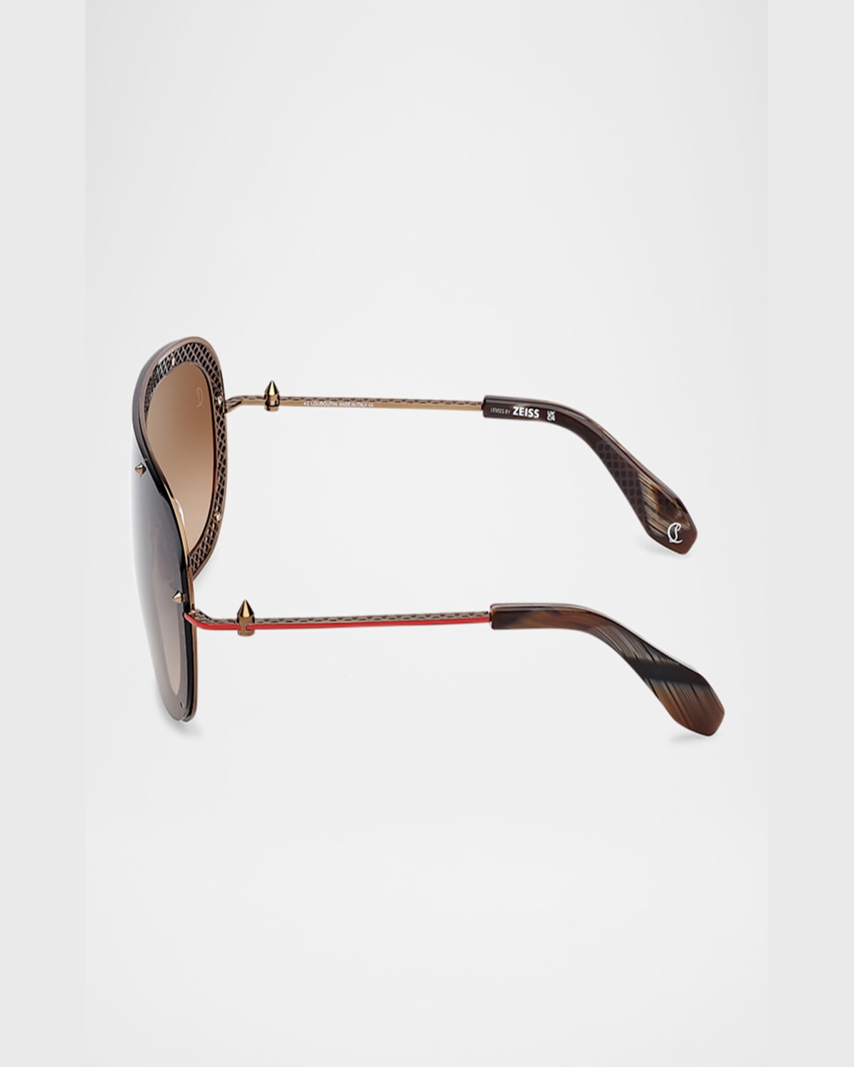 Christian Louboutin Studded Metal Shield Sunglasses In Shiny Bronze Shiny Bronze