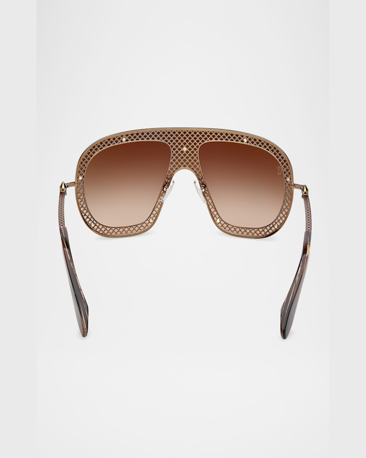 Christian Louboutin Studded Metal Shield Sunglasses In Shiny Bronze Shiny Bronze