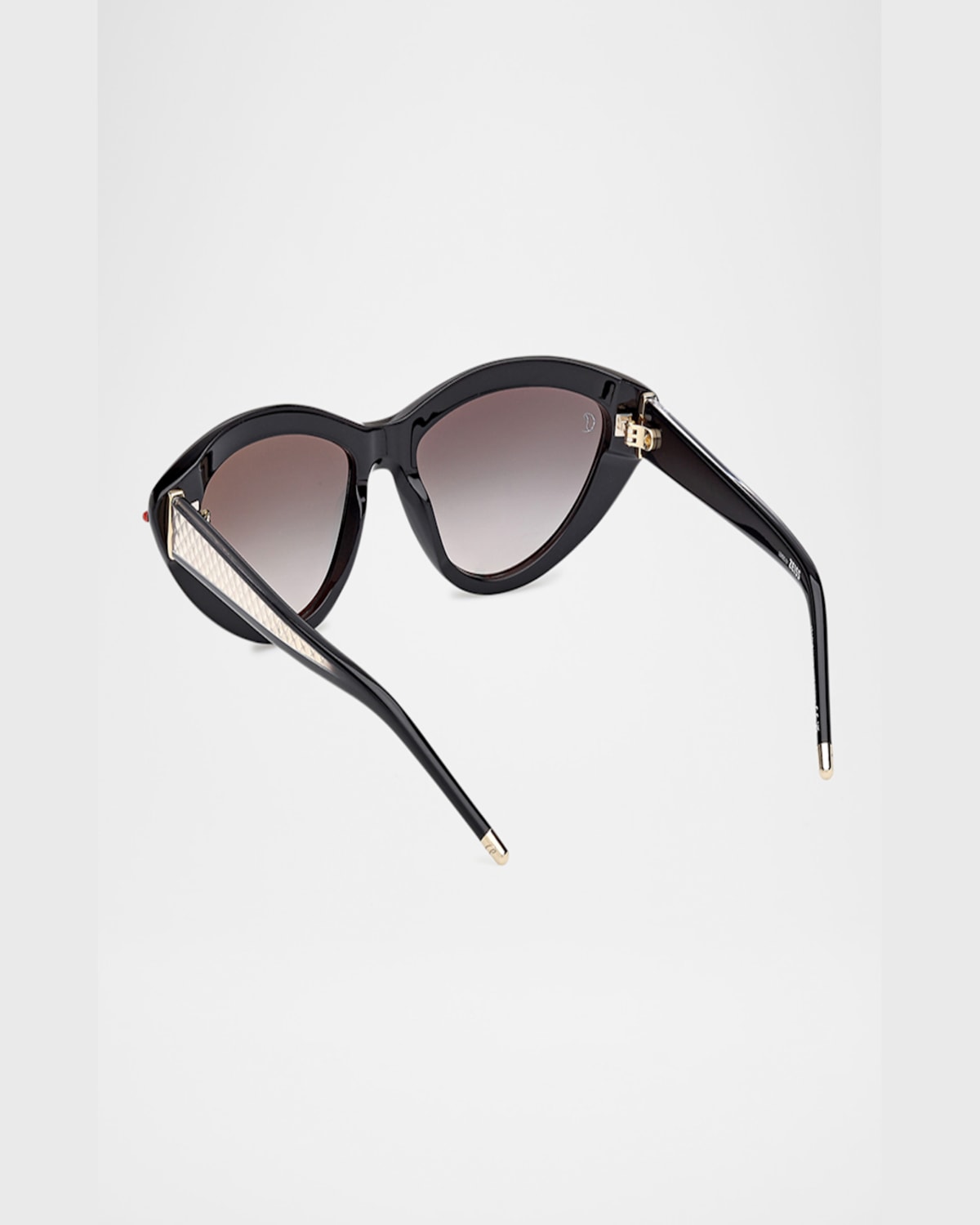 Christian Louboutin So Kate 55mm Gradient Cat Eye Sunglasses In Shiny Black With Shiny Pale Gold Smoke Gradient Lens