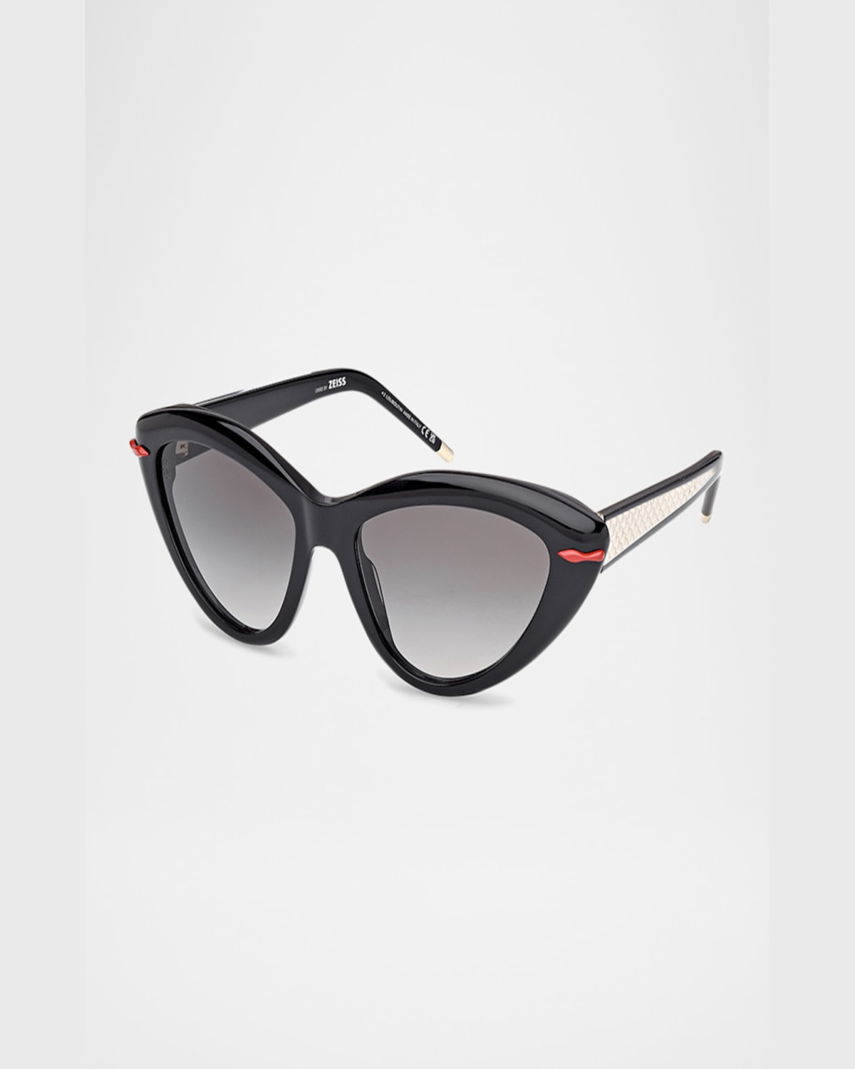 Christian Louboutin So Kate 55mm Gradient Cat Eye Sunglasses In Shiny Black With Shiny Pale Gold Smoke Gradient Lens