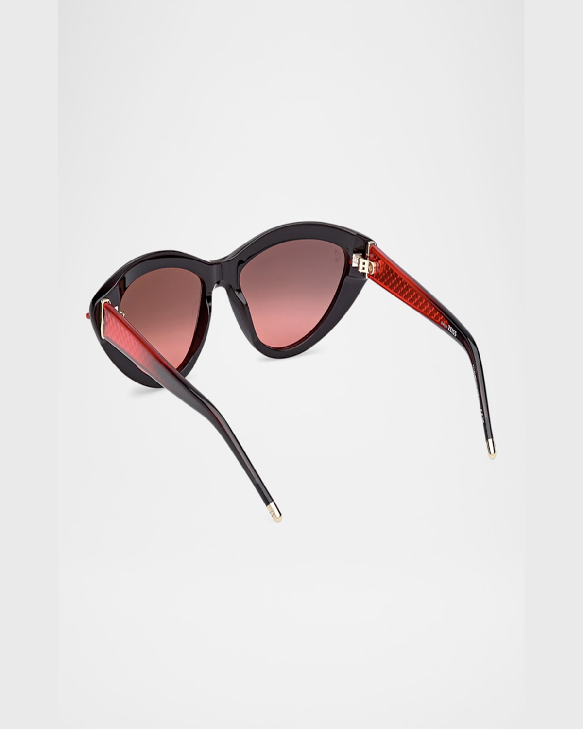 Christian Louboutin Acetate Cat-eye Sunglasses In Shiny Black Front Red
