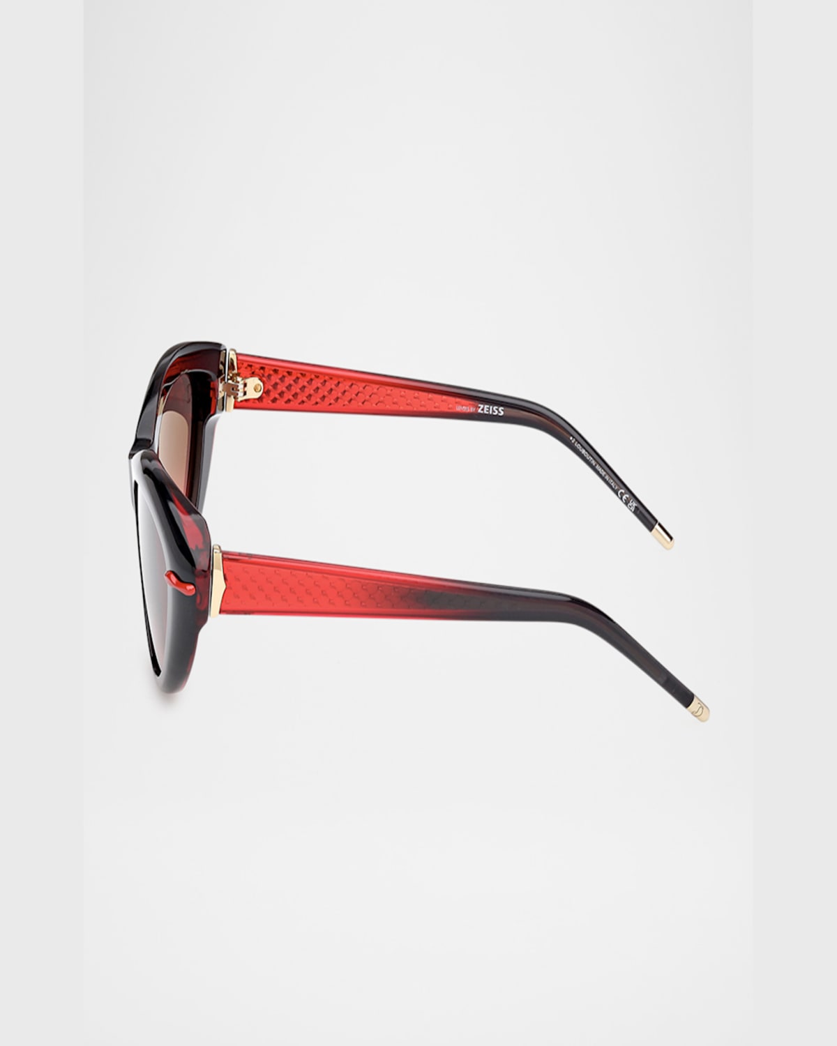 Christian Louboutin Acetate Cat-eye Sunglasses In Shiny Black Front Red