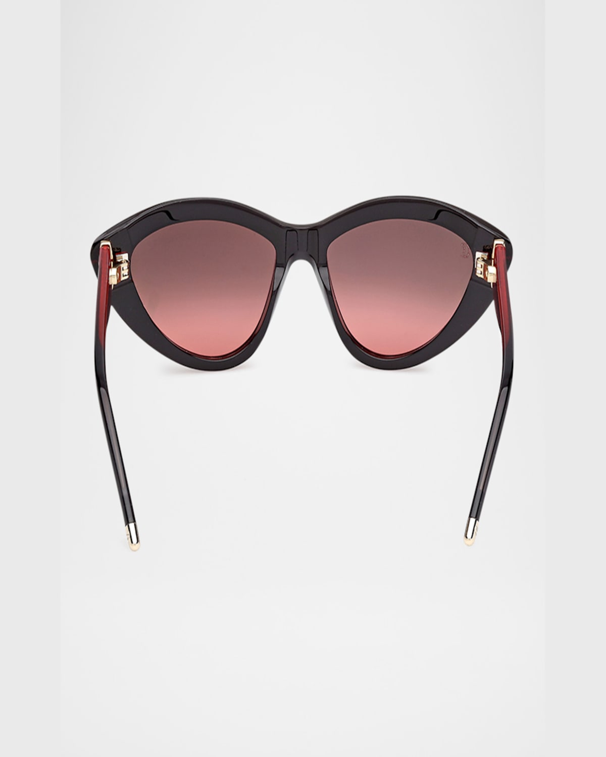 Christian Louboutin Acetate Cat-eye Sunglasses In Shiny Black Front Red