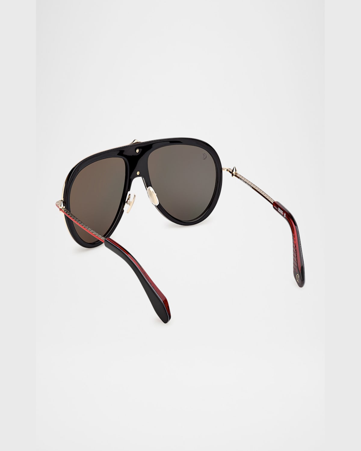 Christian Louboutin Aviator Metal Sunglasses In Shiny Black Front Pale Gold