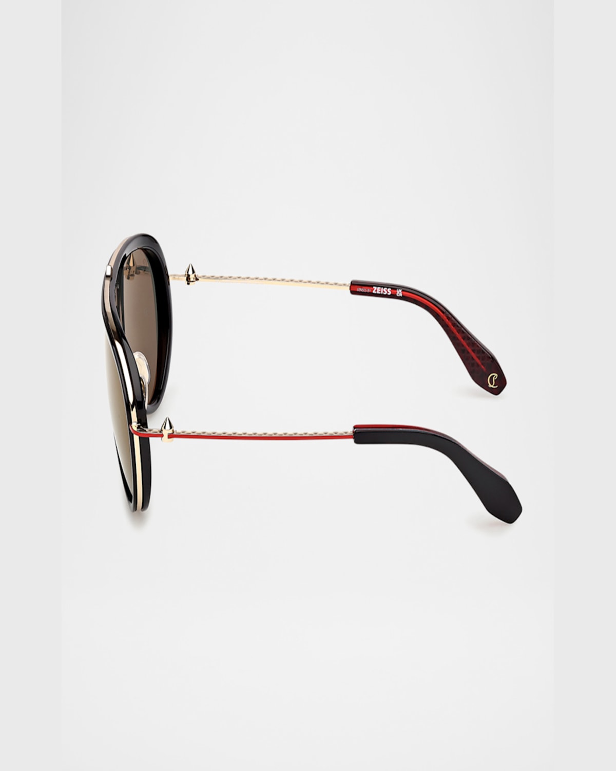 Christian Louboutin Aviator Metal Sunglasses In Shiny Black Front Pale Gold