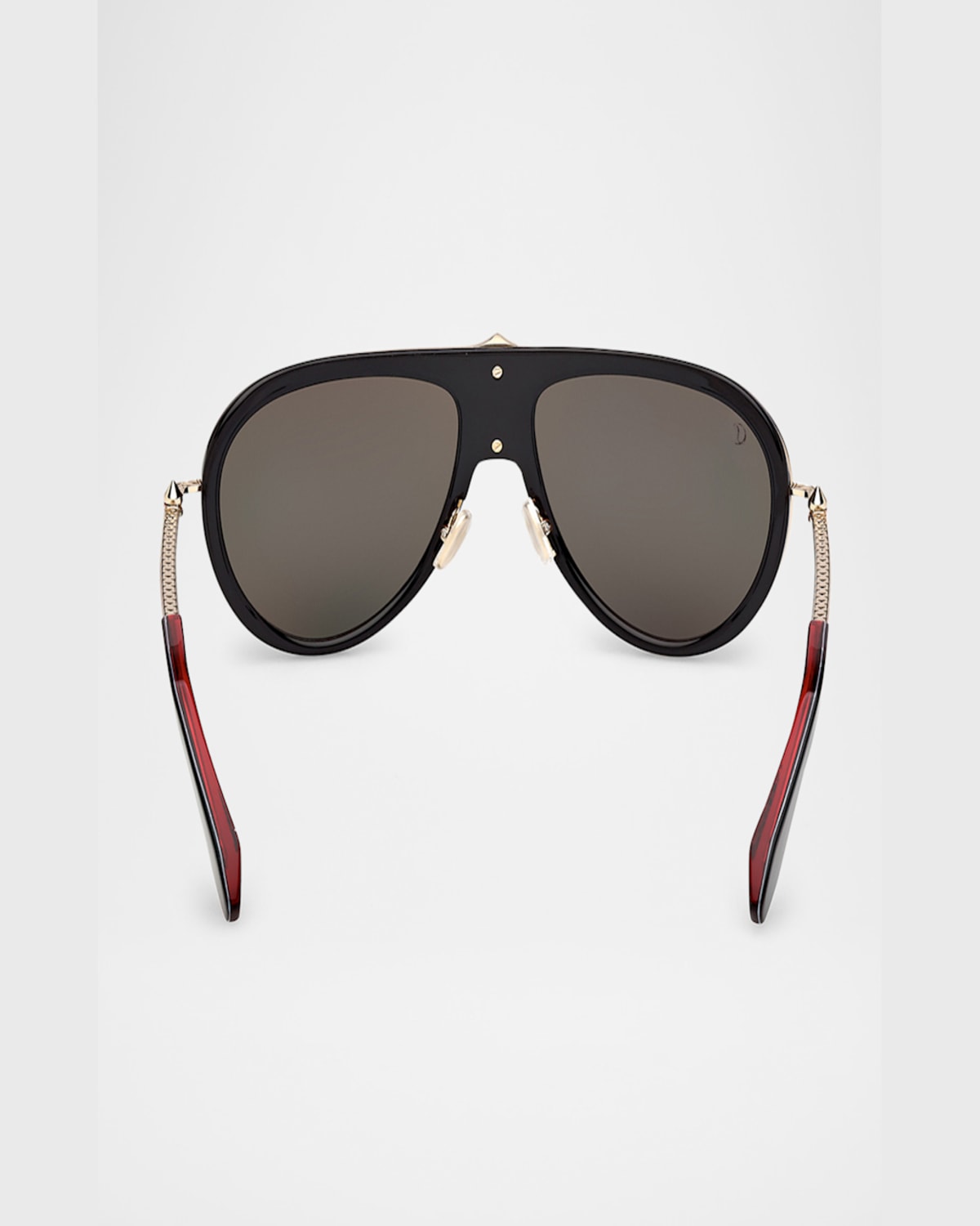 Christian Louboutin Aviator Metal Sunglasses In Shiny Black Front Pale Gold