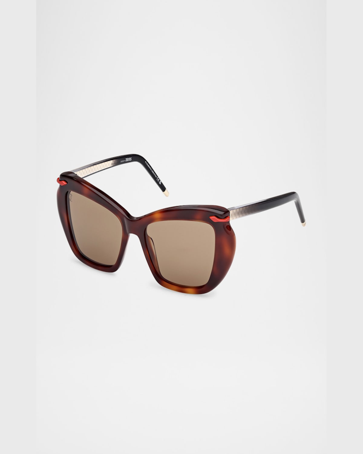 Christian Louboutin Square Acetate Sunglasses In Classic Havana Shiny Pale Gold Brown