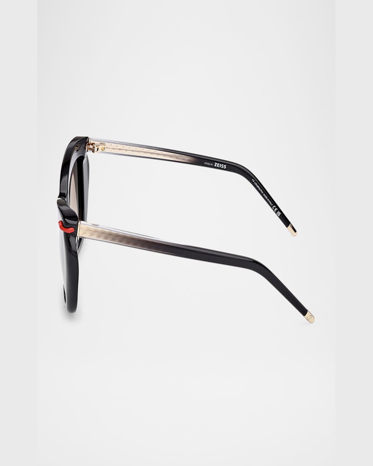 Christian Louboutin Square Acetate Sunglasses In Shiny Black With Shiny Pale Gold