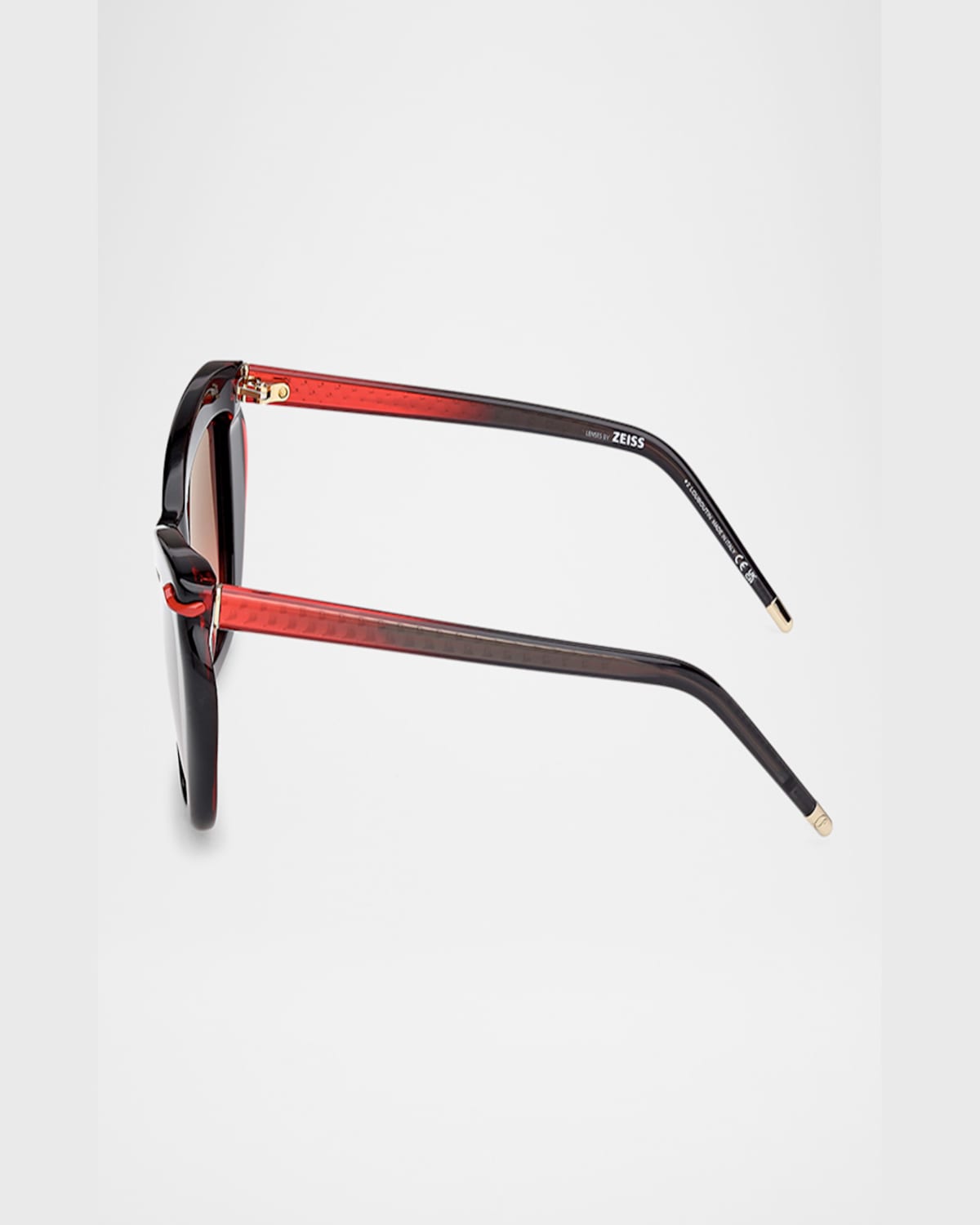 Christian Louboutin Square Acetate Sunglasses In Shiny Black Front Red