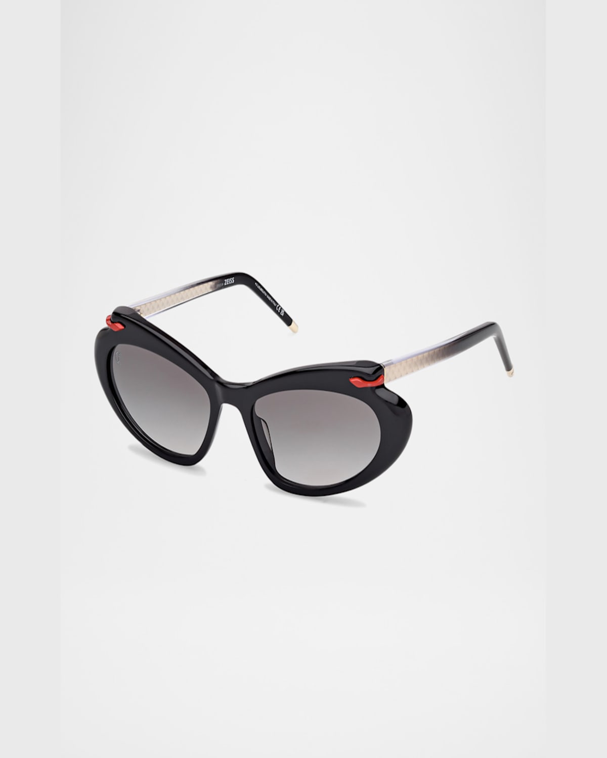 Christian Louboutin Acetate Aviator Sunglasses In Shiny Black With Shiny Pale Gold
